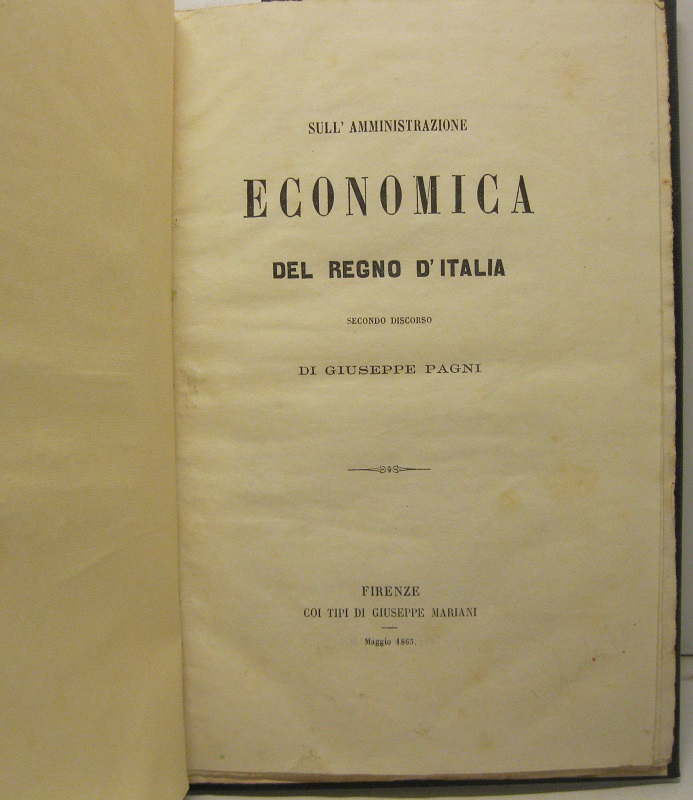 Sull'amministrazione economica del Regno d'Italia -  Secondo discorso di Giuseppe Pagni